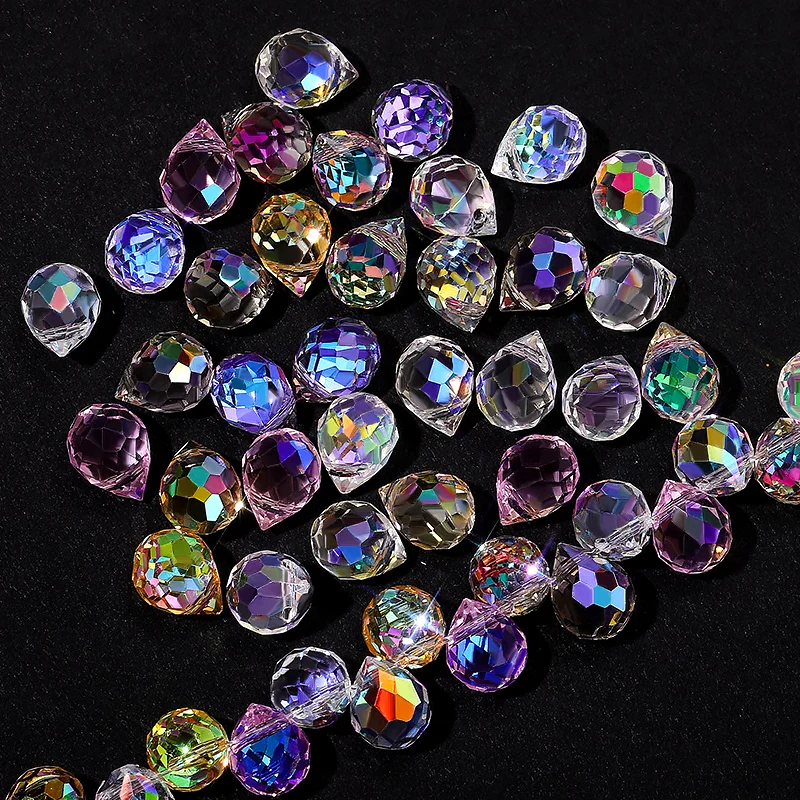 50PCS AB Color Faceted Glass Beads 10*8mm Shiny Crystal Strawberry Beads for Jewelry Making Supplies Bracelets Earrings DIY