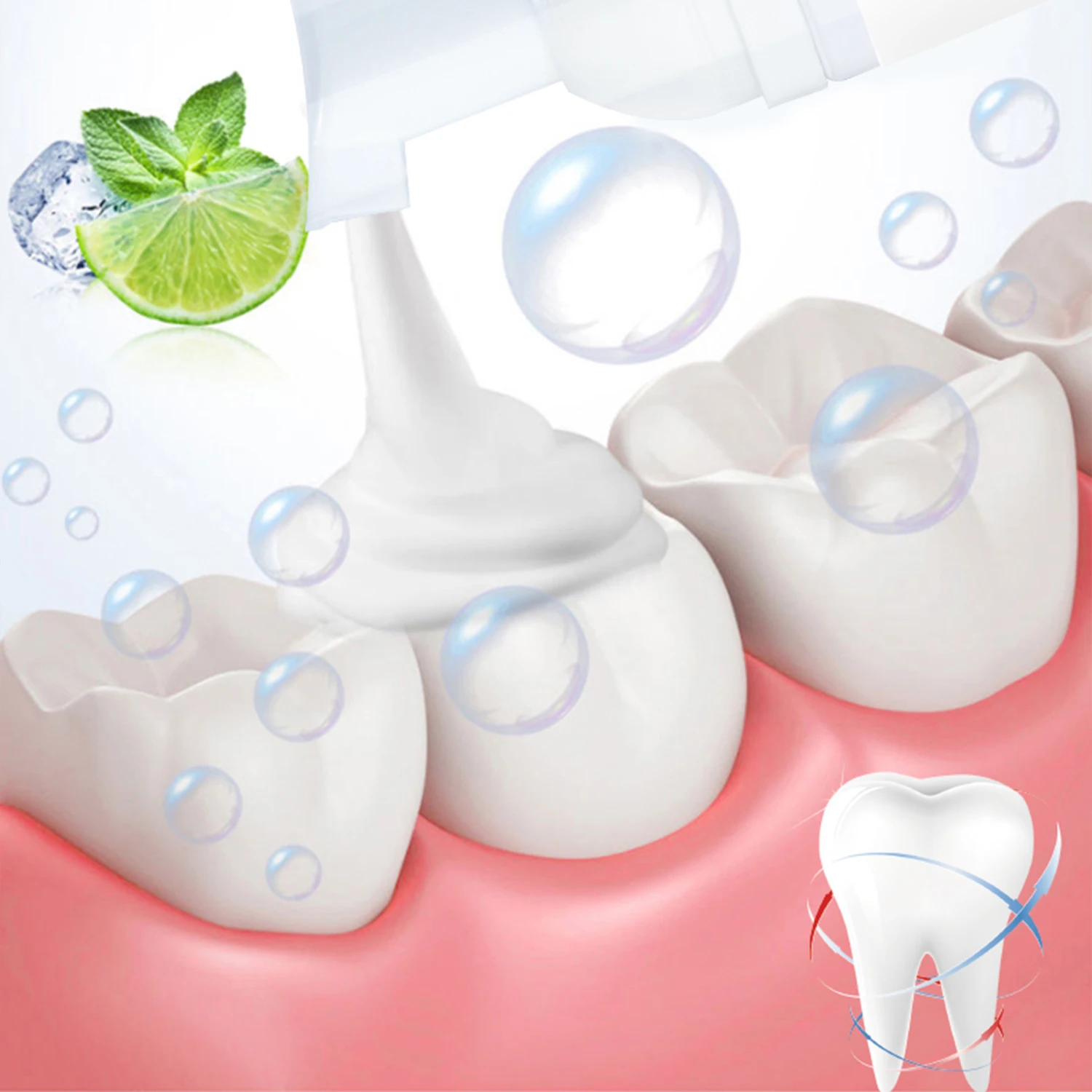 Dentes Whitening Mousse para limpeza profunda da boca, Refresca a respiração, remove os dentes amarelos, placa de dente mancha, reparação gengival, cárie