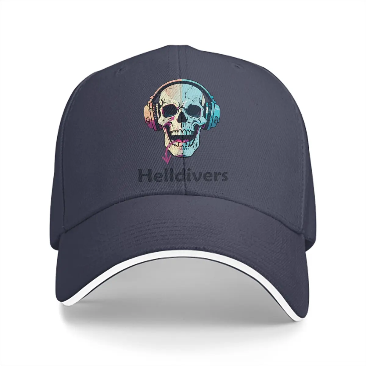 

Washed Men's Baseball Cap Rock Skull Trucker Snapback Caps Dad Hat Helldivers Golf Hats