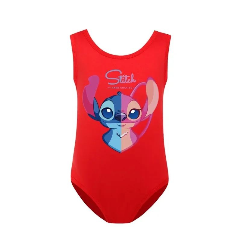 Conjunto de maiô feminino de duas peças Disney, Lilo e Stitch, desenho animado kawaii, impressão de anjos, roupa de bebê, presente infantil, verão, novo, 2022