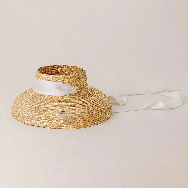 2022 New Popular Lamp Shape Straw Hat For Women Wide Brim Empty Top Summer Beach Hat Ladies Straw Hat Anti-UV Derby Travel Hat