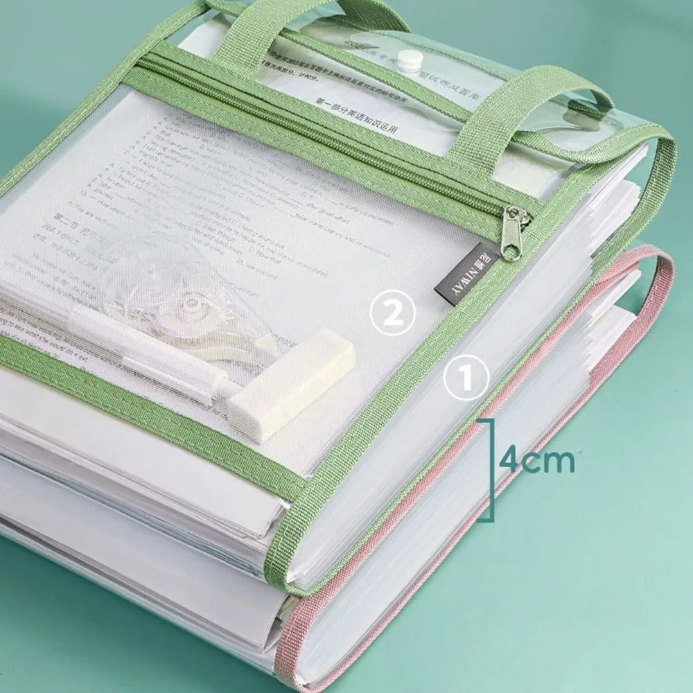 

New PET Document Storage Pouch 13 Layer Transparent Transparent File Bag Portable Large Capacity Data Storage Bag