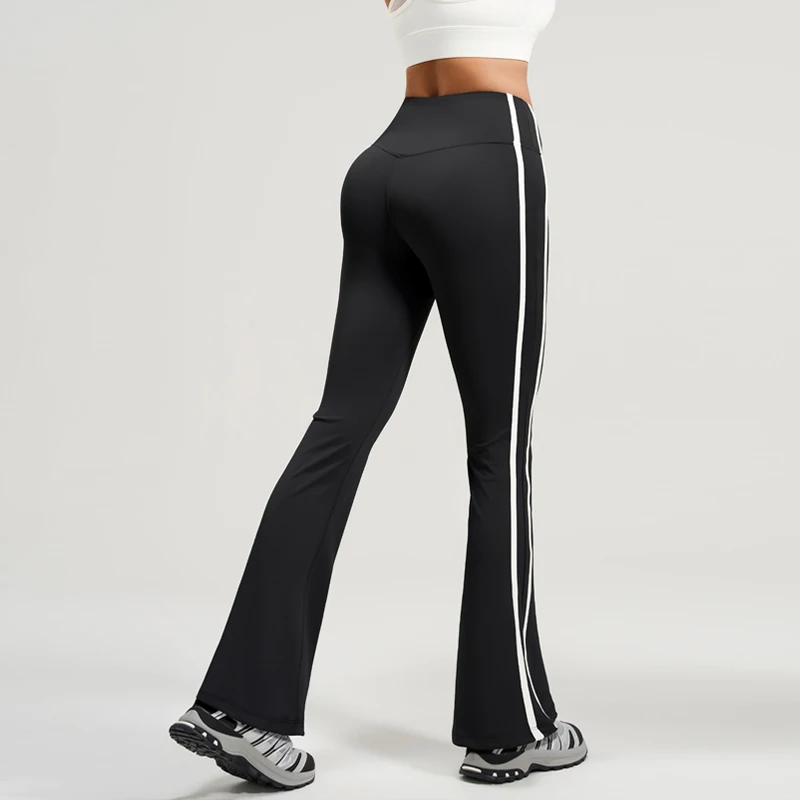 2026 Frühling und Sommer Bestseller Damen Schlaghose Gestreifte Yoga-Hose Damen Sport-Fitness Hochtaillierte Freizeithose Elastisch
