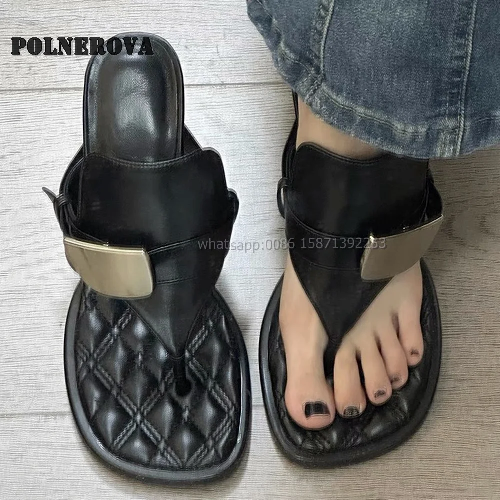 

Metal Decoration Clip Toe Slides Shallow Side Air Slingback Medium Heel Solid Slippers Casual Sexy Spicy Girl Shoes 2024 Newest