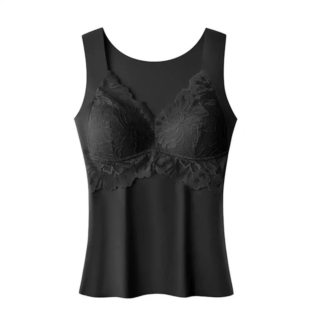 Popular Ladies Vest Sleeveless Push Up Breathable Lace Stitching Seamless Vest Top