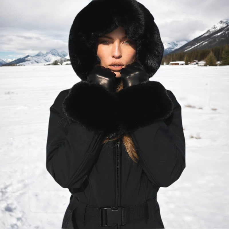 

GSOU SNOW Skiing Suit Women's One Piece Snowsuit Solid Snowboarding Jacket Slim Snow Jumpsuit Outfit Waterproof Windproof Winter