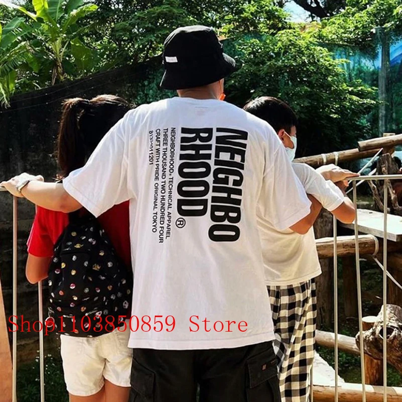 Harajuku Style Fashion Brand NEIGHBORHOOD Loose Leisure T-shirt Summer Men Women Simple NBHD Tee Top