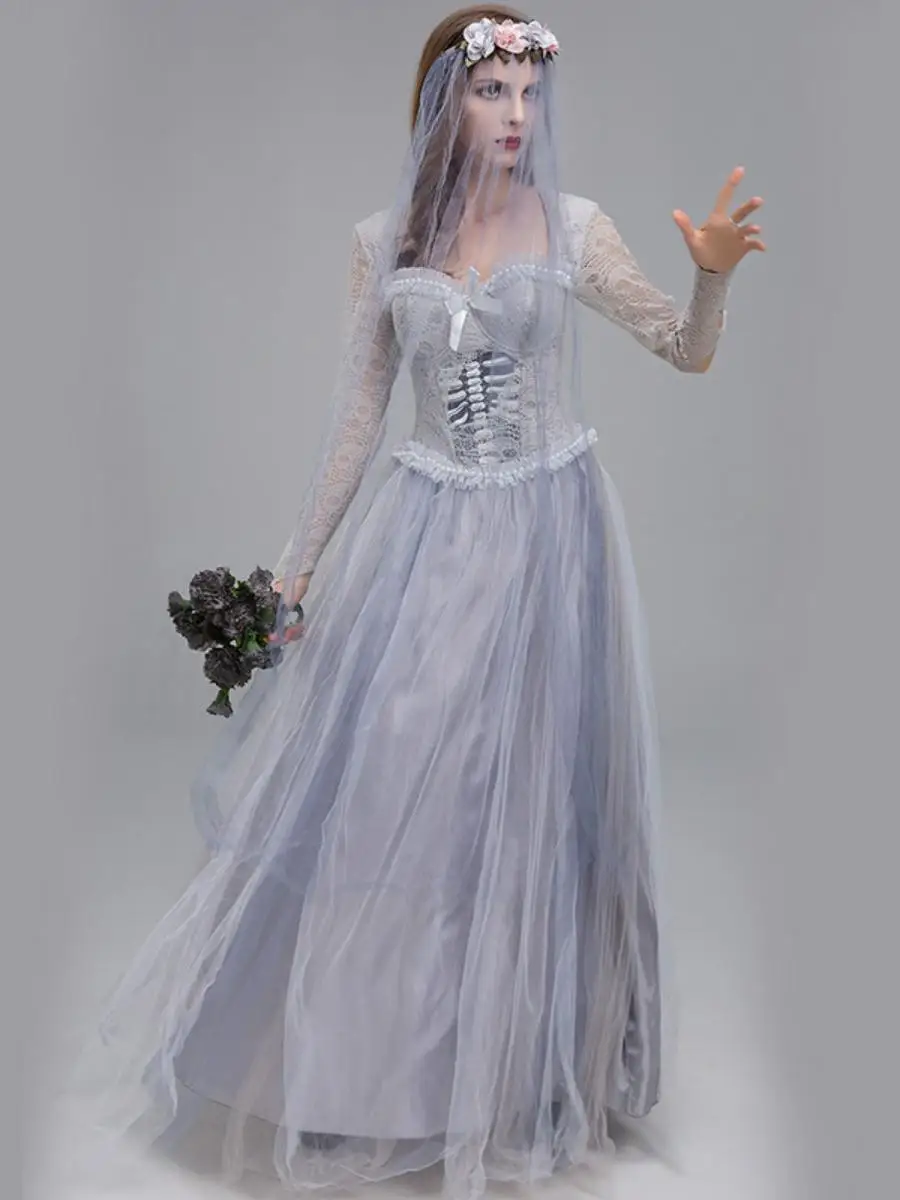 Kostium na Halloween 2025 Terror Bride Dr Ghost Zombie Strój na występ Bal Maskowy Nowość Materiał Poliestrowy