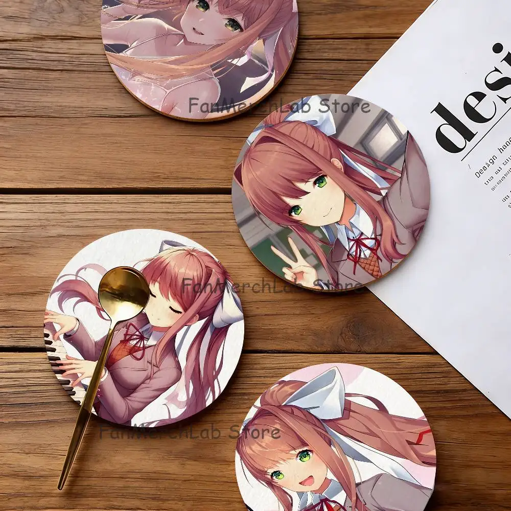 

Cartoon Character M-Monika 2D Pattern round Wooden Coaster Decorative Coffee Cup for Use in Coffee Shops Bars Wine Beer