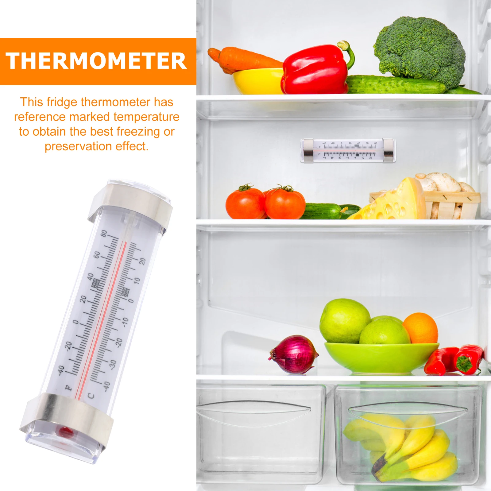 

6pcs Freezer Thermometer High Precision Stainless Steel Fridge Temperature Gauge Reliable Refrigerator Supermarket Easy to Use