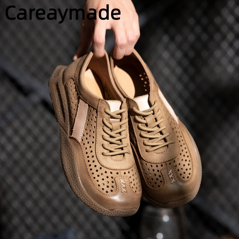 

Careaymade-Genuine Leather men's shoes,low cut hollowed out casual shoes soft elegant cowhide Forrest Gump shoes sports shoes