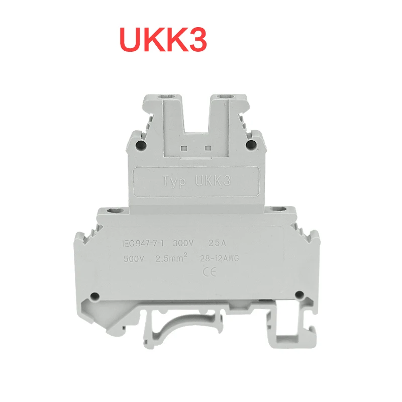 UKK3 Dual Layer DIN Rail Screw Clamp Terminal Blocks