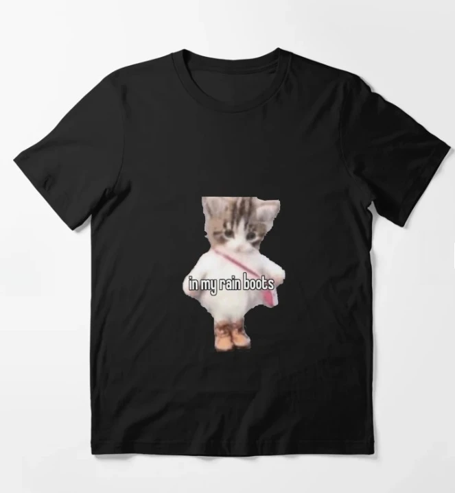 Korean Style T-shirt Yes I'm Working Short-sleeved Printed Top Cute Versatile Headphone Cat Meme Casual Streetwear for Women Men