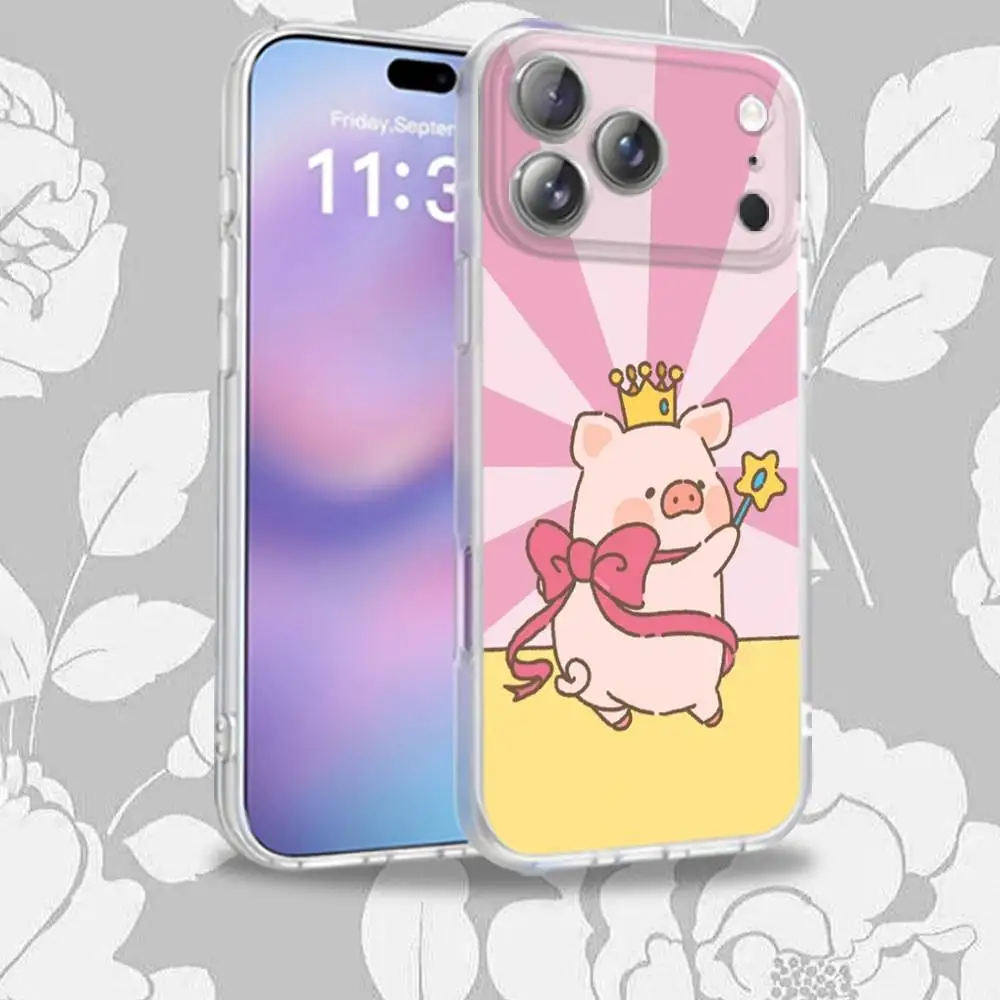 L-LuLu Chubby Cute Pig Phone Case Para iPhone 16,14,11,17,13,15,12,Air,Plus,Pro,Max,E,Mini Frosted para MagSafe Magnético