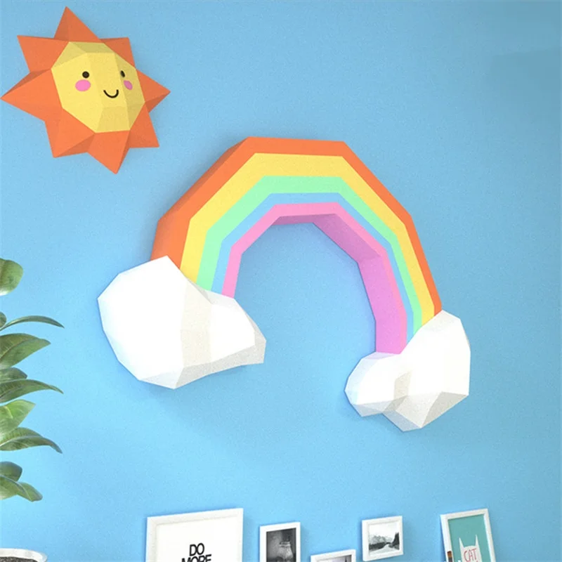 

Sun Rainbow Origami 3D бумажная модель комплект детская спальня украшение стены домашний декор Papercraft DIY пазлы игрушки ручной работы