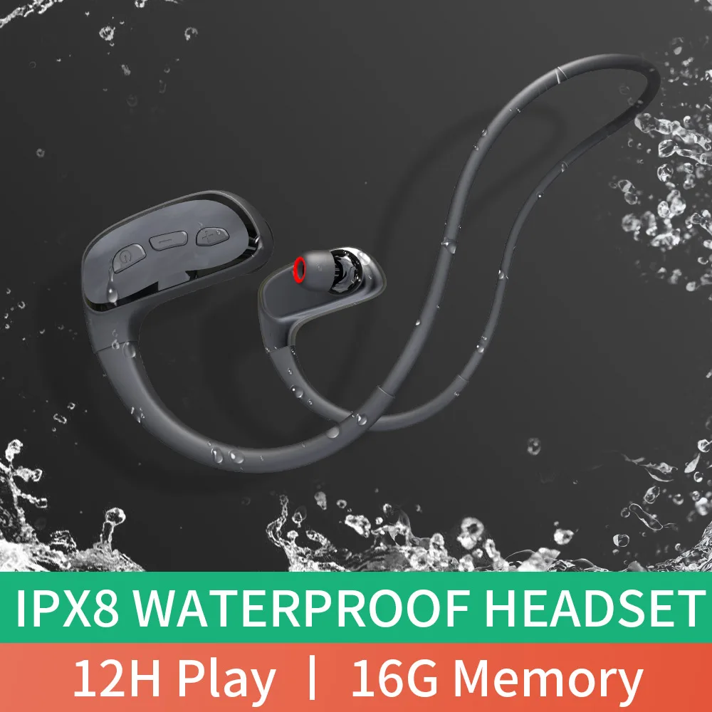 SM808 250mAh Battery TWS 5.0 Waterproof Wireless Earphones Fitness Headphones BT Earphone Headset with 16GB Memory Card