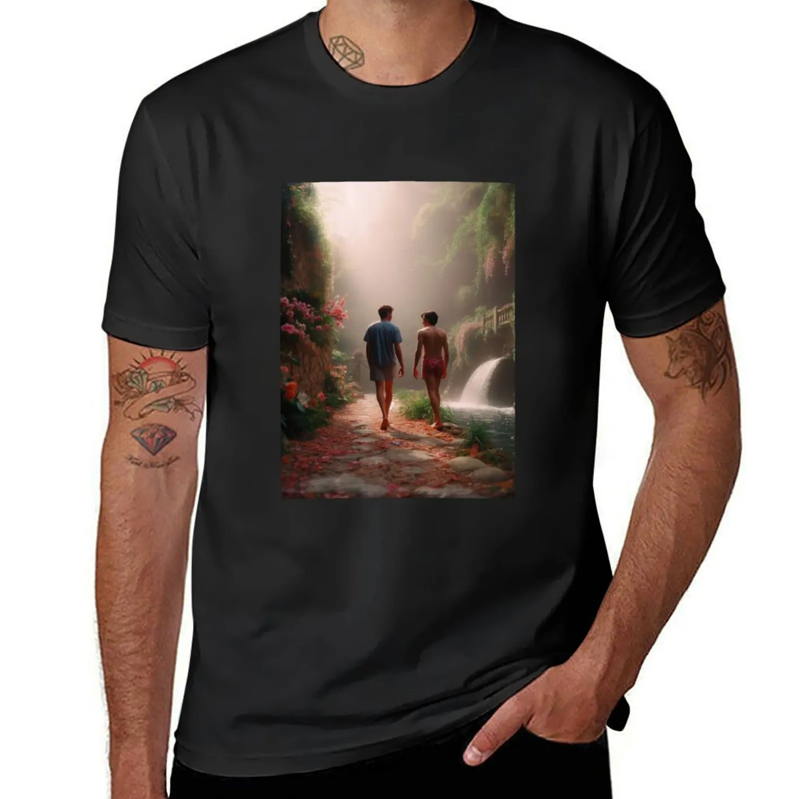 Elio Perlman and Oliver walking CMBYN T-Shirt sweat tees designer t shirt men