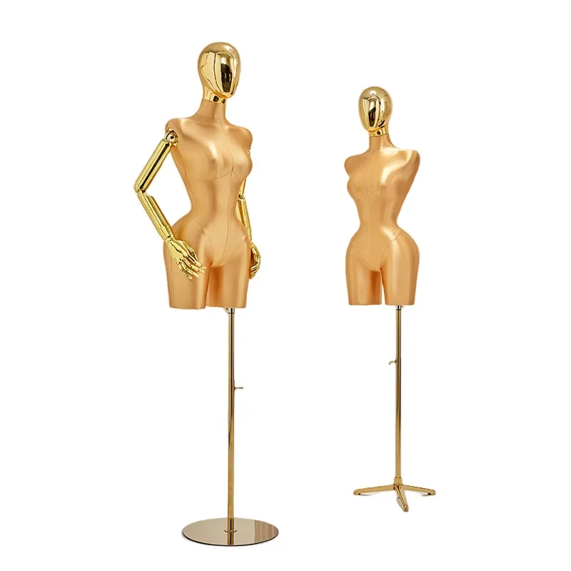 

New Design Curvy Female Bbl Mannequin Big Butt Dummy Big Breast Gold Female Mannequin Head Half Body Mannequin For Sale
