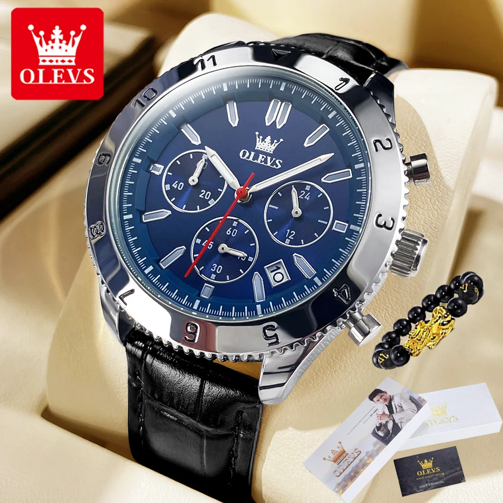 

OLEVS TY711 Men's Watch Leather Strap Original Business Waterproof Date Timing Code Watch Top Luxury Brand Quartz Men's Watch