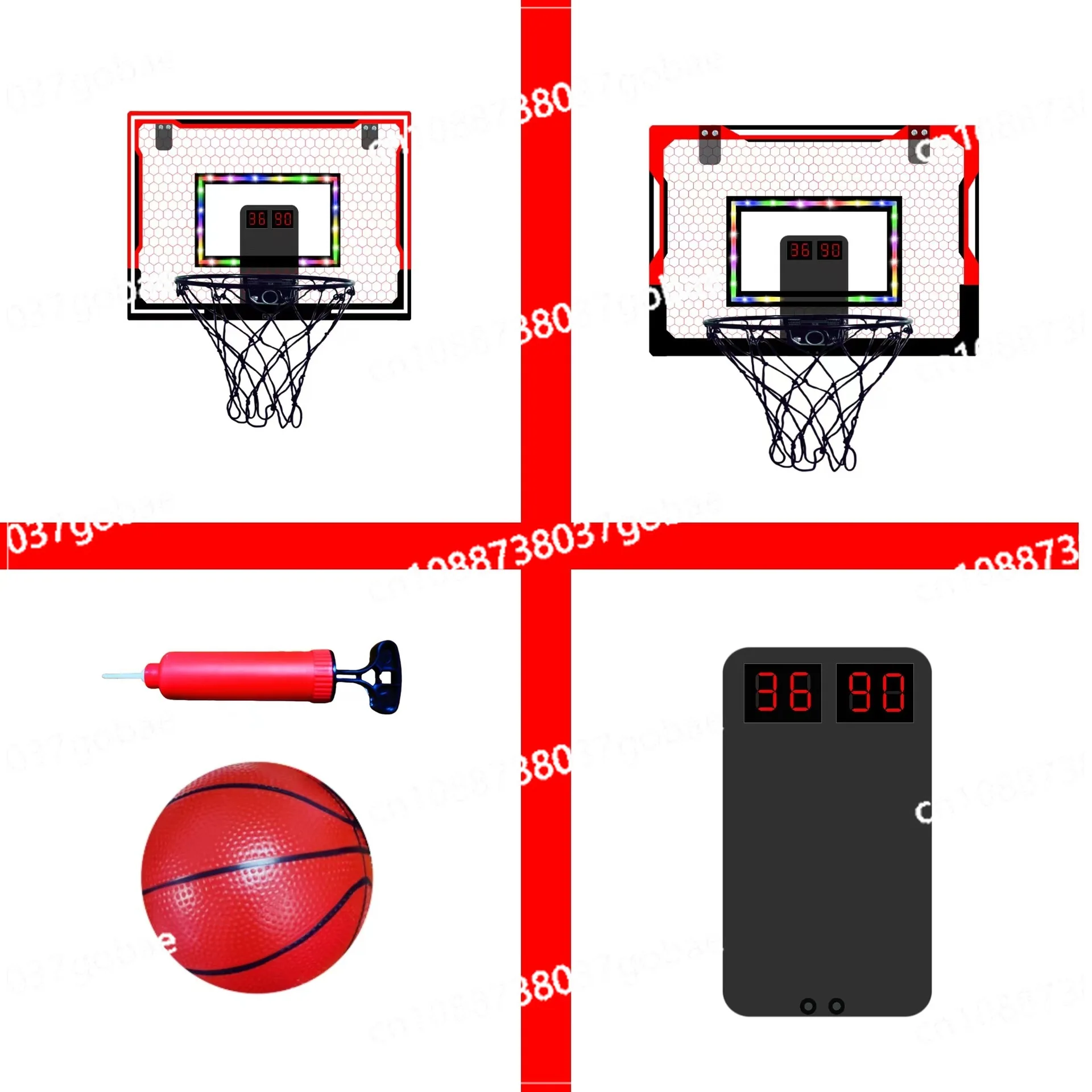 Basketball Board Scorer Timing LED Lighting Remote Control Electronic Basketball Hoop