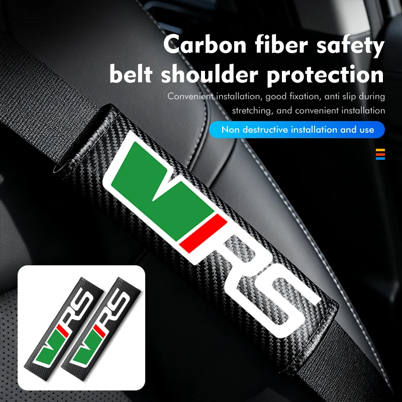 Carbon Fibe Car Seat Belt Pads Shoulder Cover Auto Accessories For Skoda VRS Superb Yeti Octavia Enyaq Rapid Karoq Derivati