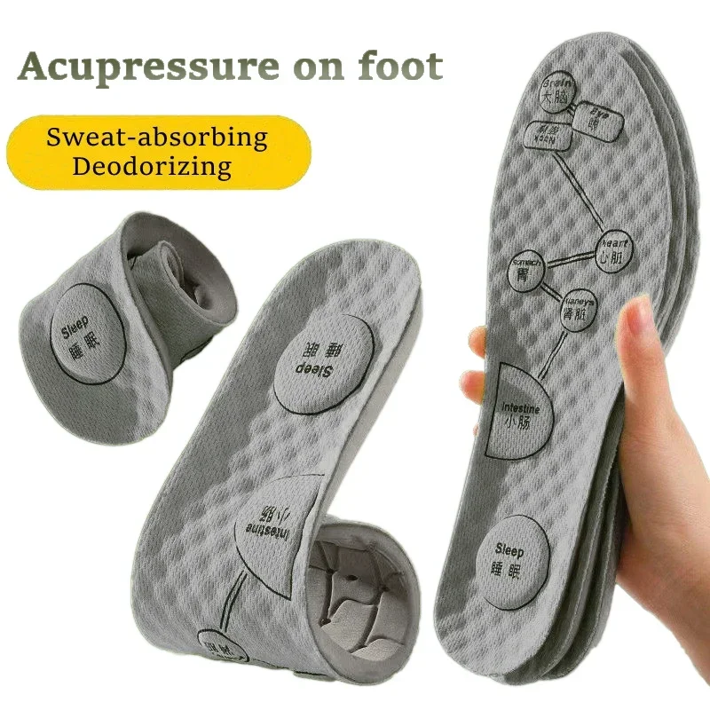 1/2 pair Foot Acupressure Insole Men Women Soft Breathable Sports Cushion Inserts Sweat-absorbing Deodorant Orthopedic Shoe Sole