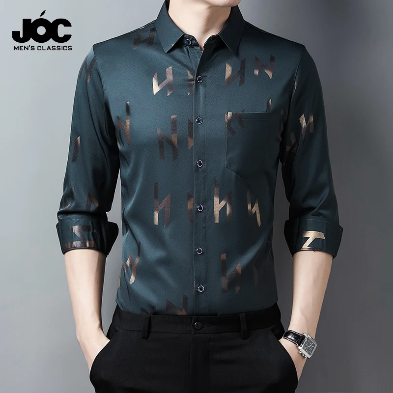 

New Men's Casual Printed Long Sleeved Lapel Shirt for Spring and Autumn Fashion Comfortable Wrinkle Free Top Without Ironing