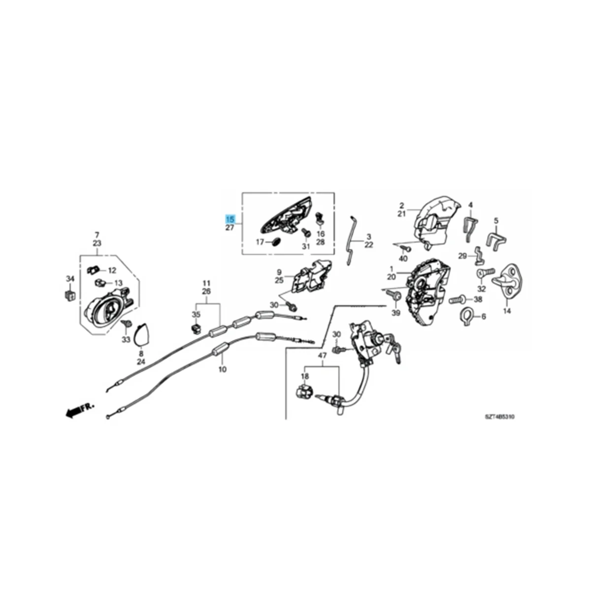 

Right Side Door Outer Handle y with Key Hole for Honda CRZ CR-Z ZF1 ZF2 2011-2015 72141-SZT-003ZE RH