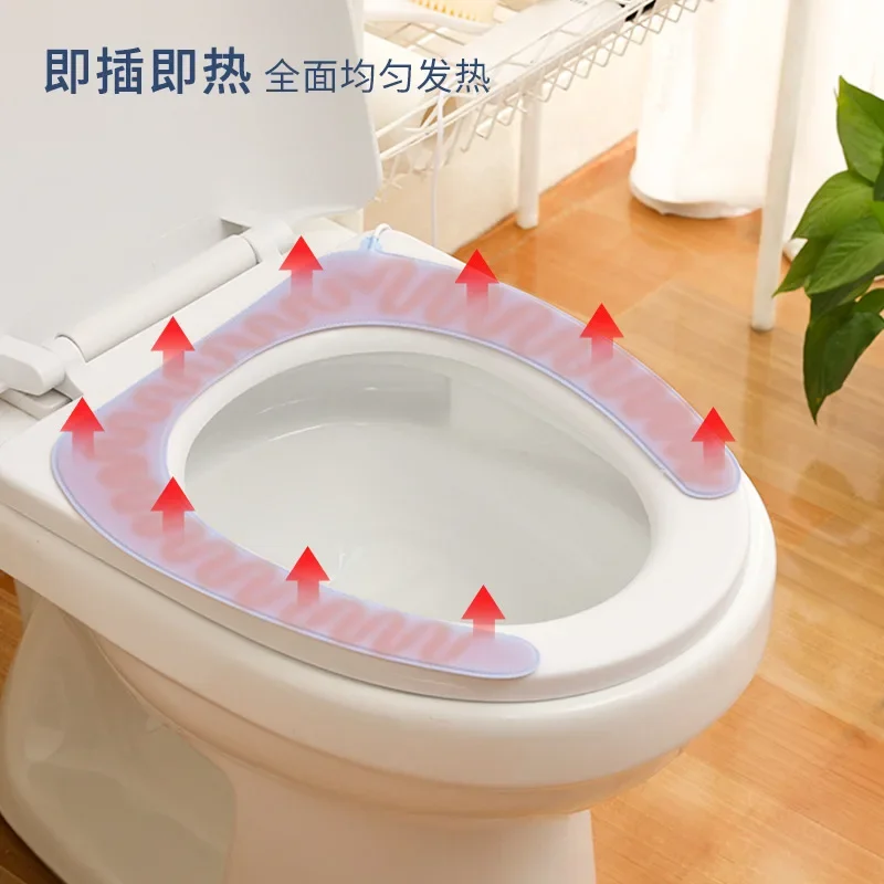 Excellent Winter Household Heated Toilet Seat Paste Waterproof Toilet Seat Bathroom Accessories PU Material  5*21*12cm