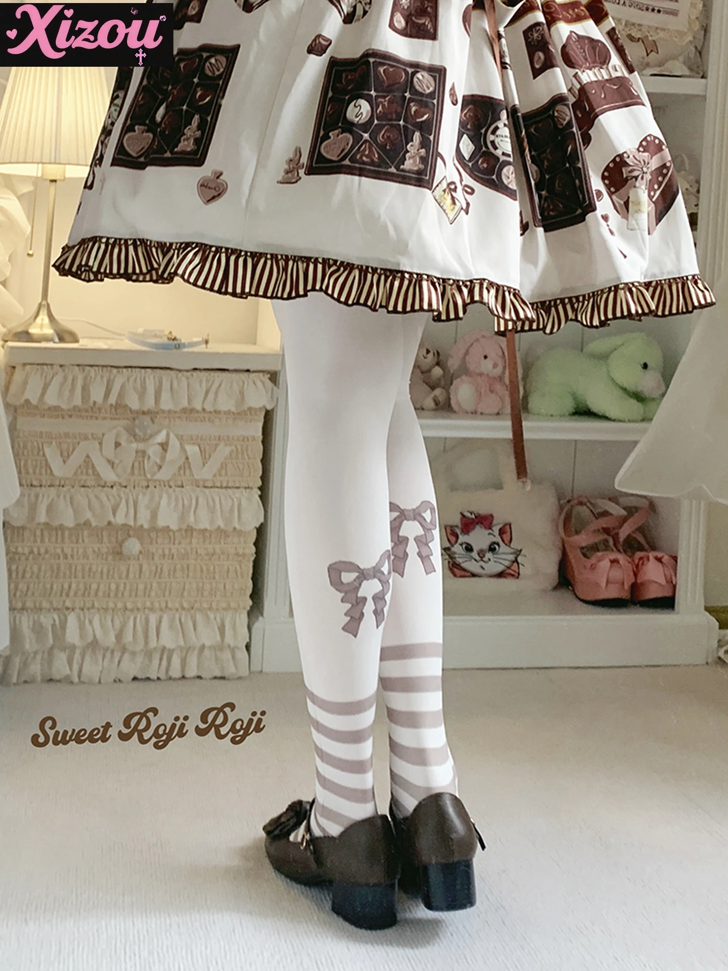 Japanese Sweet Cute Cartoon Printed Lolita Socks Women's Summer Autumn Skin Socks Velvet Printed Pantyhose Lolita Pantyhose