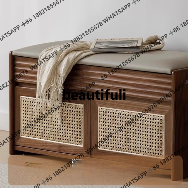 

Solid wood shoe change stool door home Nordic simple soft bag seat cushion shoe stool home shoe cabinet