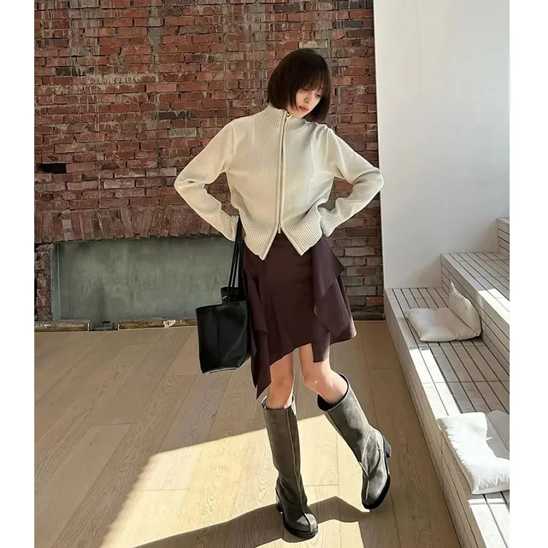 

Faionable ort Асимметричная плиссированная юбка Ele Ladylike Sle Юбка-миди Selfwill Brand Sweet Sle Повседневная одежда