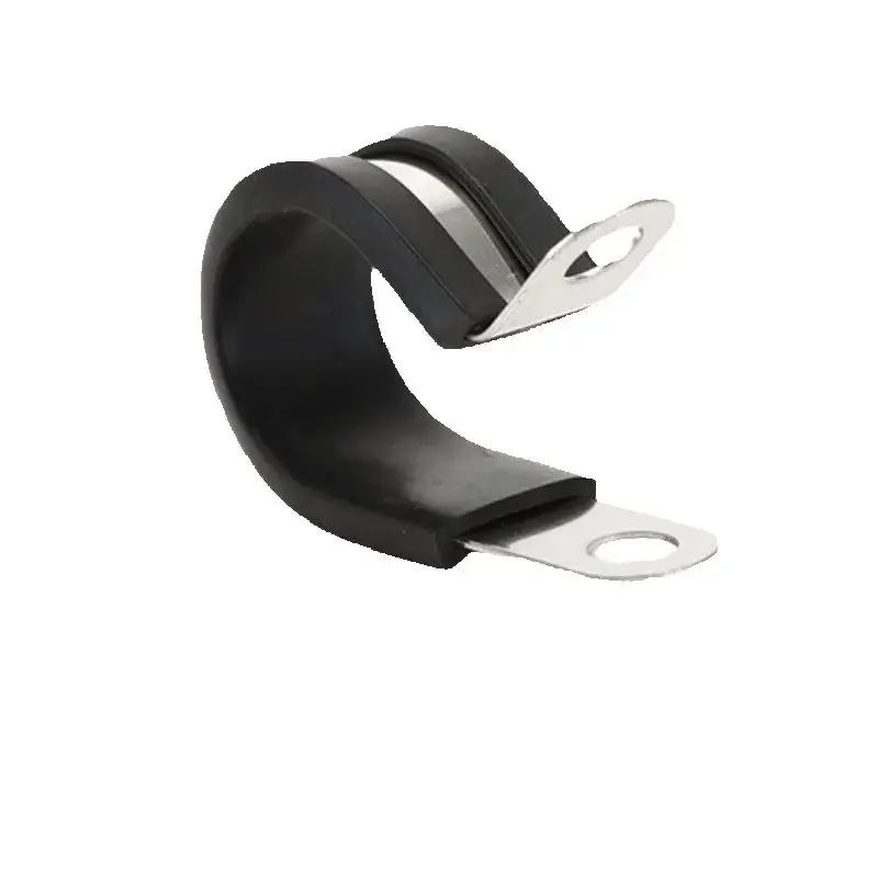 2/5/10 pièces de colliers de serrage en P doublés de caoutchouc pour fixation de câbles, tuyaux et conduites, attaches en acier inoxydable 6-48mm