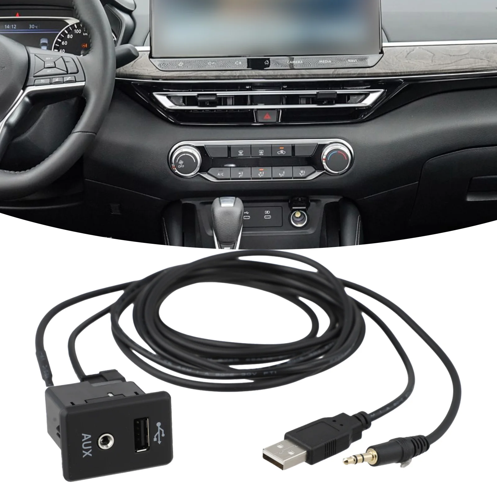Car Stereo Adaptor Audio Interface Cable ABS Construction Car Accessories Direct Installation Quick Installation