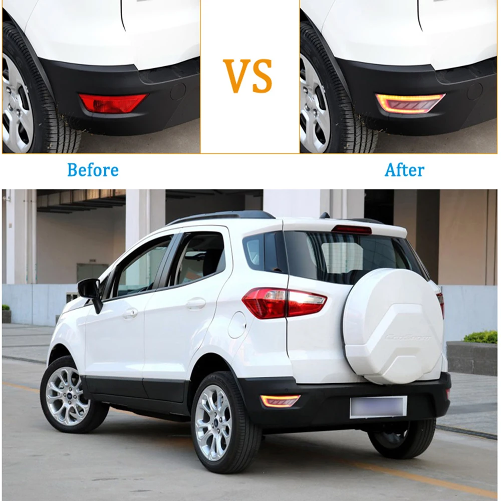 For Ford Focus 2 MK2 Hatchback Ecosport Escape Kuga 2009-2020 Rear Signal Fog Lamp 2Pcs LED Rear Bumper Reflector Light