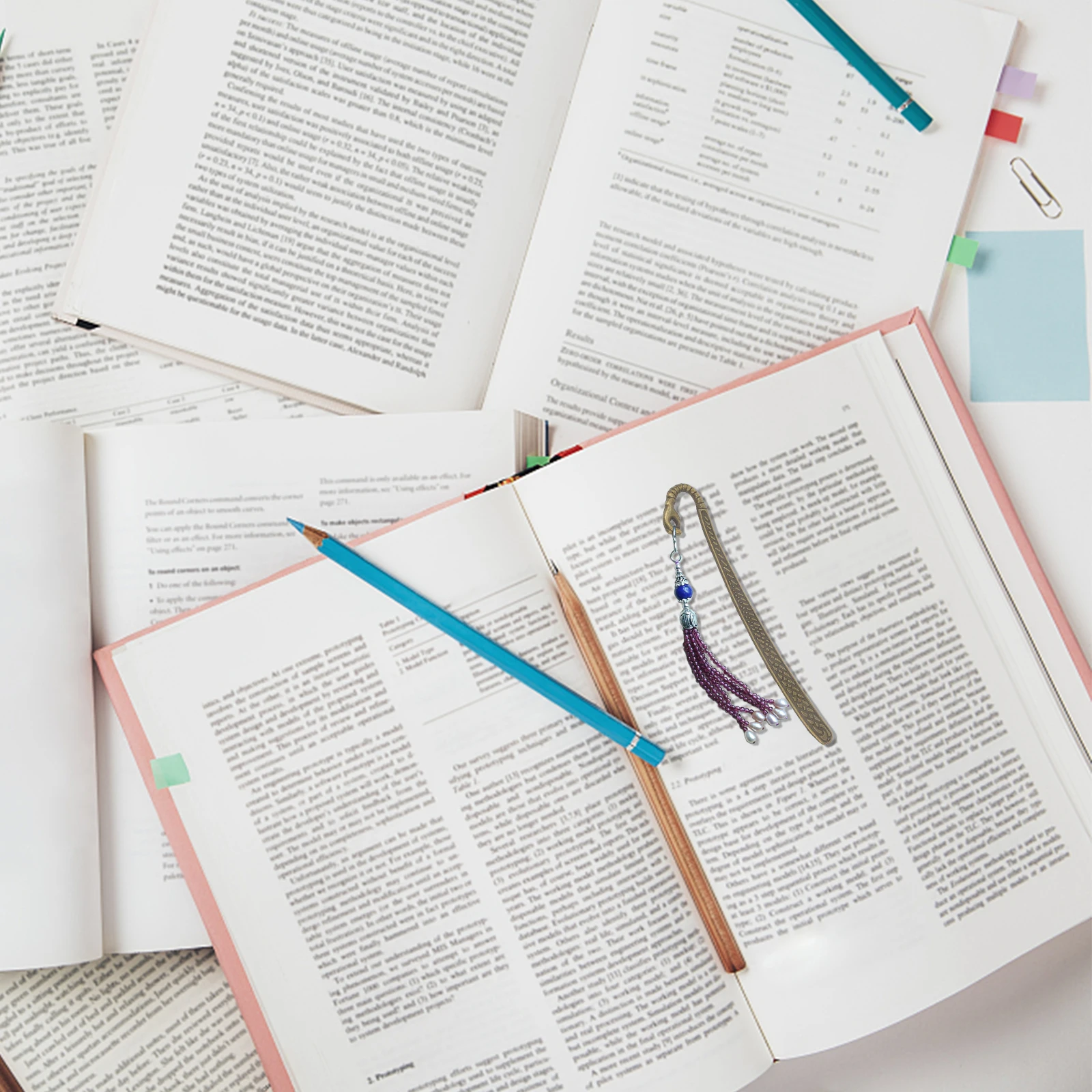 

6pcs 6 Retro Bronze Metal Beads DIY Bookmarks Accessories Zinc Alloy Craft Lightweight Gift Ideas for Teens Girls Readers