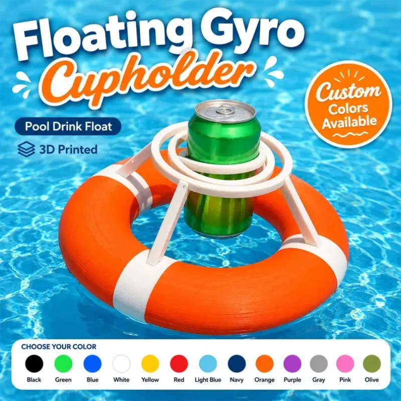 

Floating Spinning Top Cup Holder 3D Printed Drink Organizer Pool Beverage Stand for Outdoor Pool Party