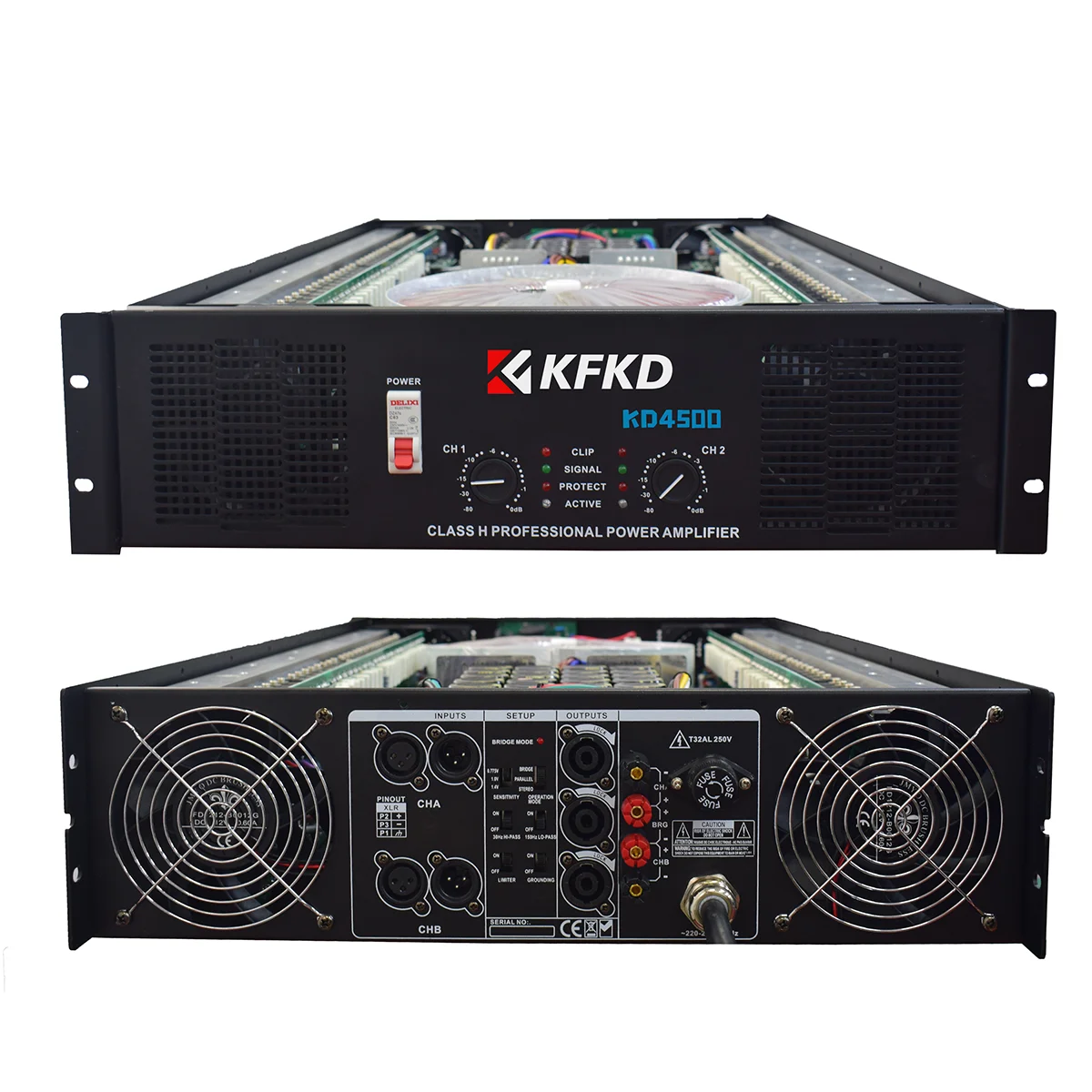 KFKD Power Amplifier 4500W*2 with Aviation Box Four-stage Power Supply DJ 2-channel H-class Power Amplifier