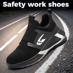 Soft Safety Shoes Work for Men Stab Resistant Breathable Working Lightweight Work Sneakers Steel Toe Construction Boots Male