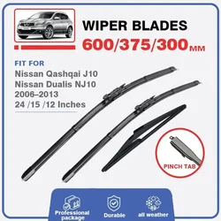 Front Rear Wiper Blades Set For Nissan Qashqai J10 2006-2013 Dualis NJ10 Brush Rubber Windshield Windscreen Window 24