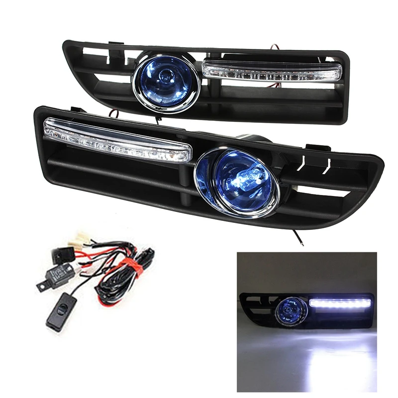 2Pcs Car LED Fog Light Bumper Grille with Switch for VW Jetta Bora Mk4 2000 2001 2002 2003 2004