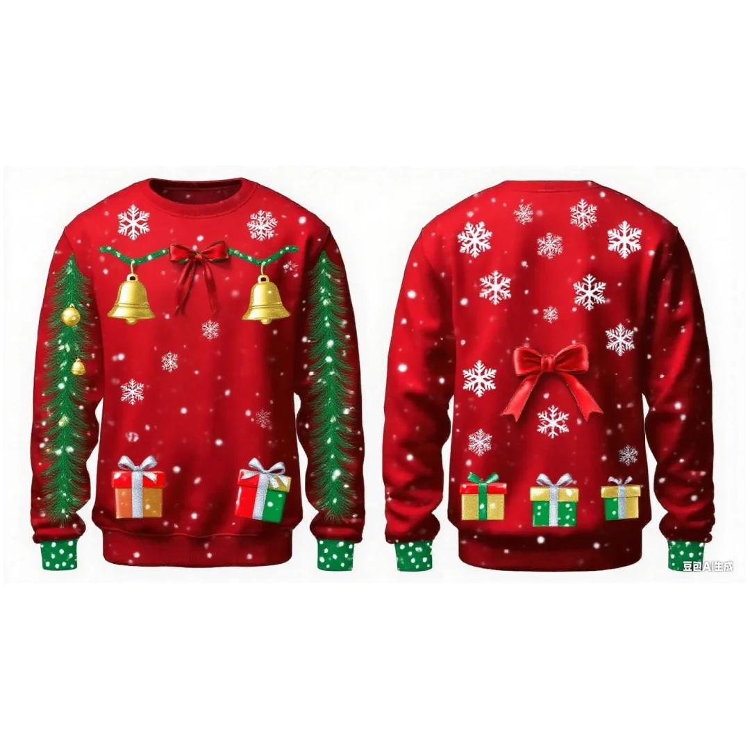 Kerstfeest viering grafische hoodie 3D print lente en herfst mode veelzijdige streetwear heren en dames Y2K hoodies