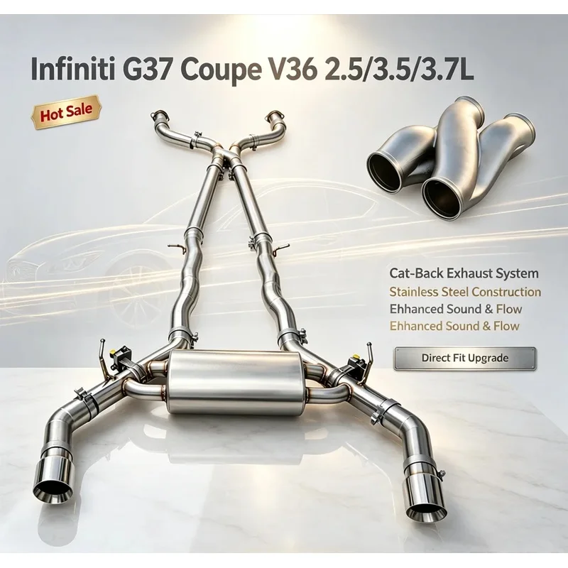 Electronic Valved Z Shape Mid Exhaust Pipe for Infiniti G37 Coupe V36 2.5/3.5/3.7L, 304SS High Flow Sport Performance Exhaust