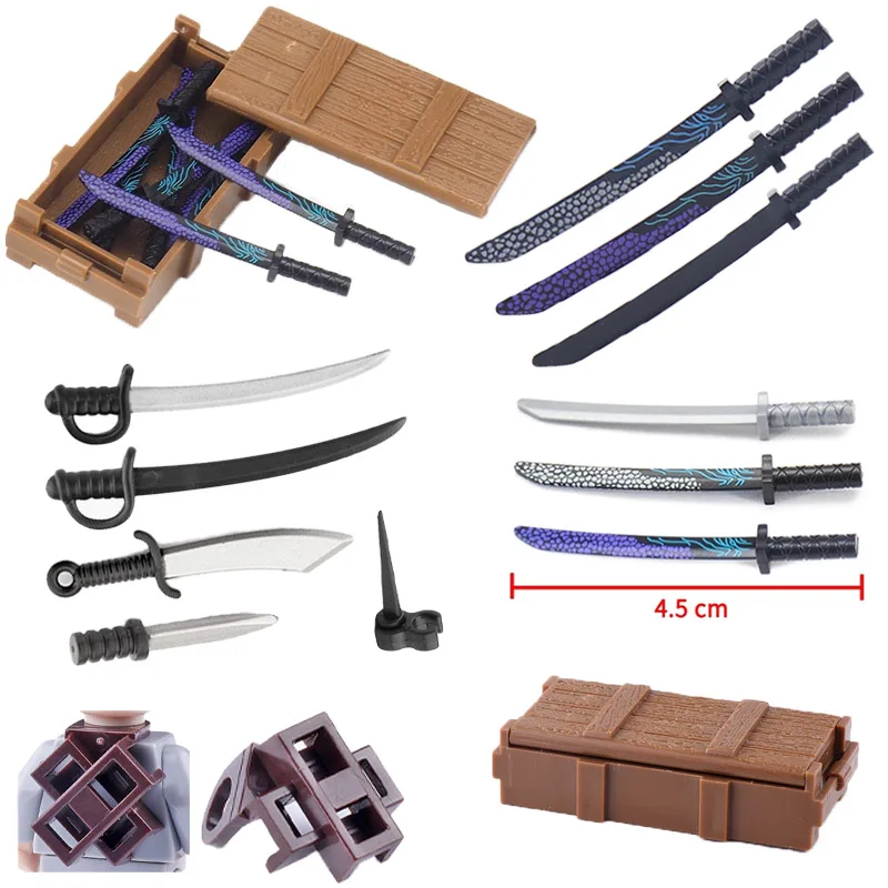 Military Building Blocks Soldiers Figure Command Knives Bricks Samurai Swords Boxes Brackets Army Weapons Gifts Toys Kids J070