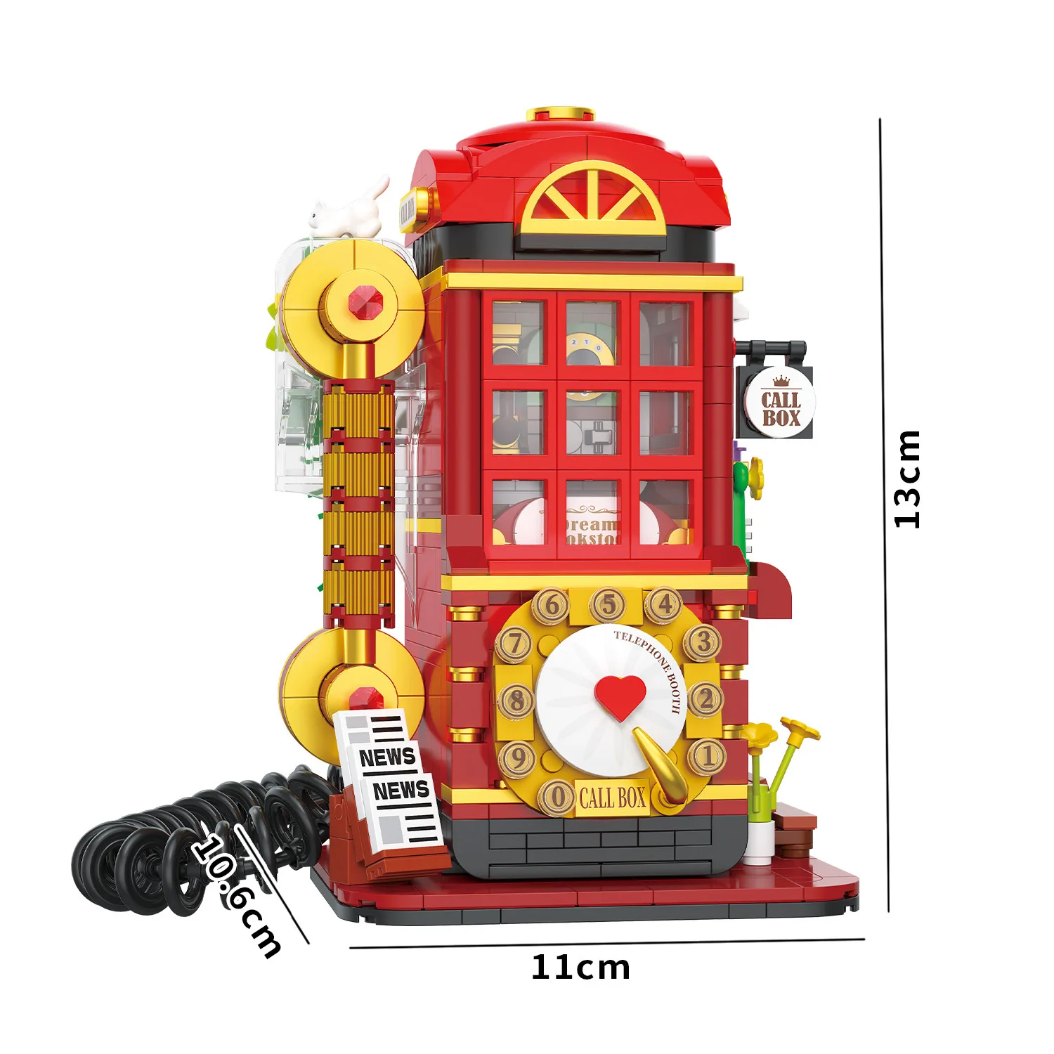 

Architecture City Streetscape Retro Telephone Booth Idea Mini Block Street View Figures Building Bricks Assembly Toys For Gifts