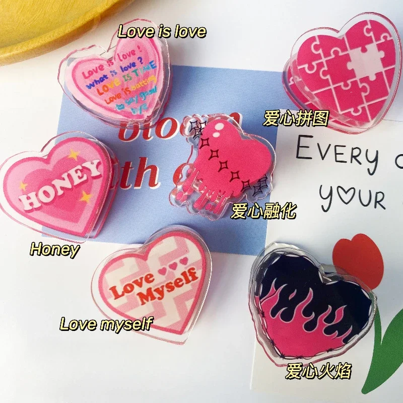 Beautiful Spring Clips for Girl Heart-shape Plastic Paper Clips Office Multi-purpose Clips Student School Stationery