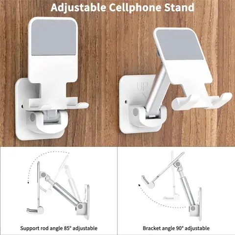 Soporte para tableta con pegatina de pared, brazo estirable, soporte de pared para teléfono móvil, soporte de pared ajustable para iPad, iPhone, 4-12 pulgadas, Universal