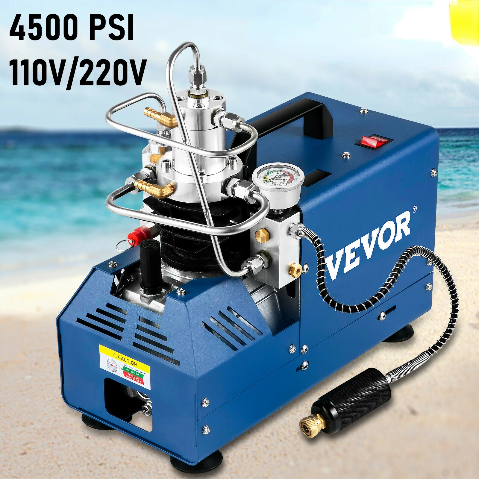 4500psi High Pressure PCP Air Compressor Pump 1800W Suitable For Paintball Pneumatic Airgun Scuba Rifle Inflator 110V/220V