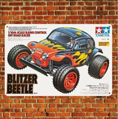 Metallposter Vintage RC-Auto Blechschild Plakette Tamiya Blitzer BoxArt-Aluminium