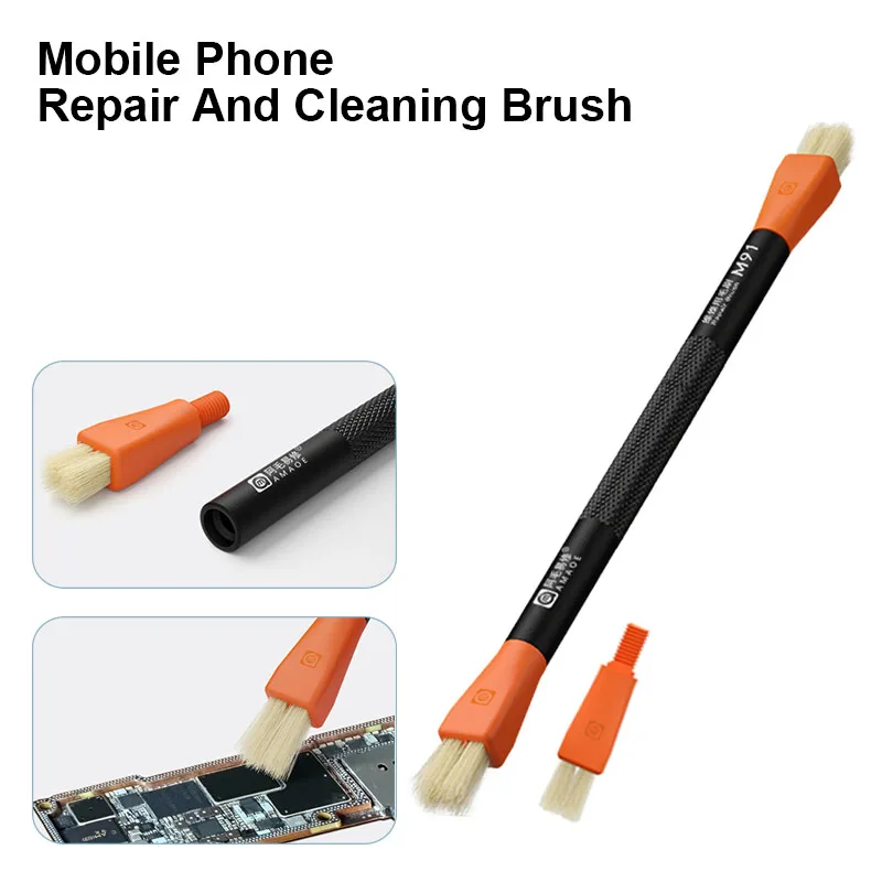 AMAOE M91 M90 Anti Static Dust Removal Bristle Brush for Mobile Phone Computer Double-Head PCB BGA Repair Cleaning Brushing Tool